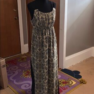 Tan and black lace maxi dress, plus size
